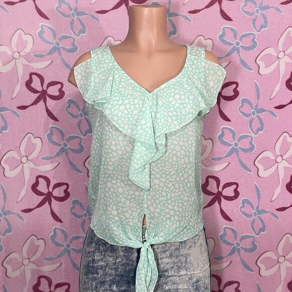ssonagi Tops - Ssonagi Women’s mint oval polka dot sleeveless sheer tank top size small
